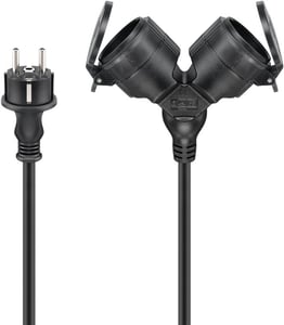 Goobay 65435 10 m Power Strip with 2 Outlets, Outdoor, Black