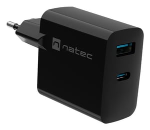 NATEC NUC-2143 Portable Device Charger, Universal, Black, AC, Fast Charging, Indoor