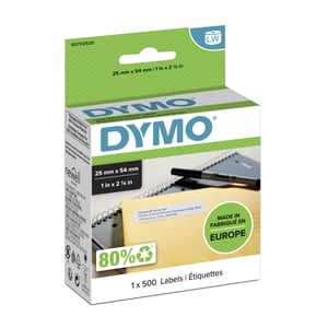 DYMO Original große Rücksendeetiketten für LabelWriter | 25 mm x 54 mm | Selbstklebend | 500 leicht ablösbare Etiketten auf einer Rolle | Für LabelWriter-Etikettendrucker | Hergestellt in Europa