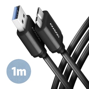 Axagon BUMM3-AM10AB USB-Kabel USB 3.2 Gen 1 (3.1 Gen 1) 1 m Micro-USB B – USB A, schwarz