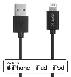 Deltaco IPLH-412 kabel Lightning 2 m Czarny