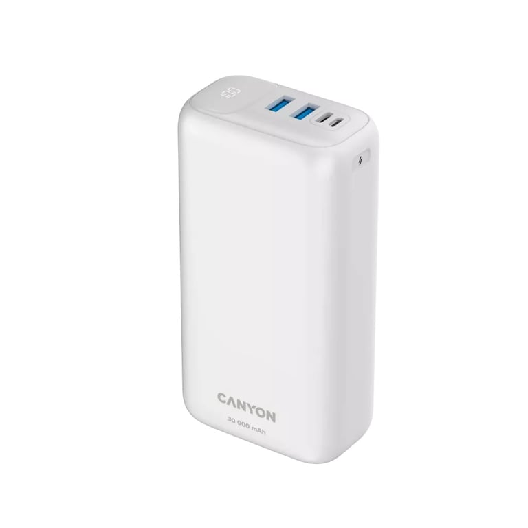 фото Зовнішній акумулятор (павербанк) Canyon PB-301 30000mAh White (CNE-CPB301W)