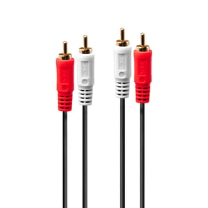 Lindy 35666 Audiokabel 20 m 2 x Cinch Schwarz, Rot, Weiß