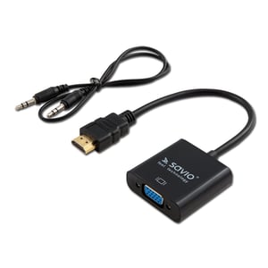 Savio CL-23/B Kabeladapter 0,5 m VGA (D-Sub) HDMI Typ A (Standard) Schwarz