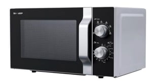 Sharp R-204SA kuchenka mikrofalowa Czarny, Szary, Stal nierdzewna Mikrofalówka grill Blat 20 l 800 W