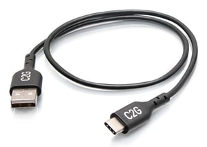 C2G C2G28884 USB 2.0 Cable, 0.46 m, USB-C to USB-A, 0.48 Gbit/s, Black