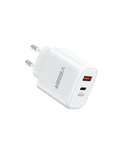 VEGER 65W1A1C Ladegerät für mobile Geräte: Notebook, Mobiltelefon, Netbook, Laptop, Palmtop, universell einsetzbar, weiß, USB, Schnellladung, intern