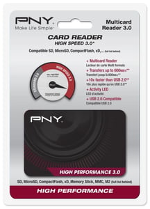 PNY High Performance Reader 3.0 USB 3.2 Gen 1 (3.1 Gen 1) Kartenlesegerät, schwarz