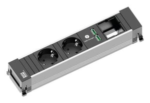 Bachmann 916.504 grenuttag 0,2 m 2 x nätuttag Inomhus Svart, Silver