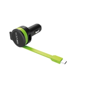 RealPower 257636 Universal Portable Device Charger, Black, Green, Automatic Cigarette Lighter