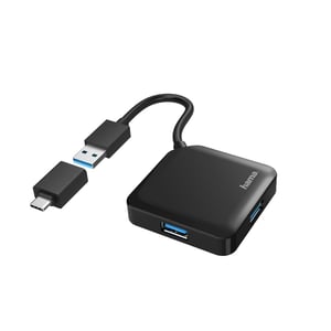 Hama 00200116 USB 3.2 Gen 1 (3.1 Gen 1) Hubs und Konzentratoren Typ A + Typ C 5000 Mbit/s Schwarz