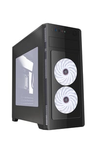 Gembird ATX-Gehäuse Fornax 1000 W – weiße LED-Lüfter, USB 3.0, Midi-Tower, schwarz