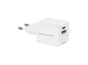 Conceptronic ALTHEA15W Ladegerät für mobile Geräte, universell, weiß, Wechselstrom, Schnellladung, für den Innenbereich