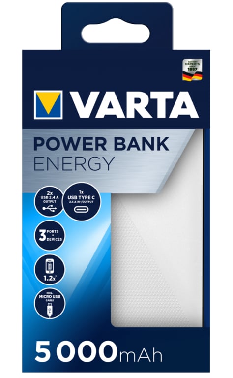 Фото Внешний аккумулятор (пауэрбанк) Varta Power Bank 5000 мАч (57975)
