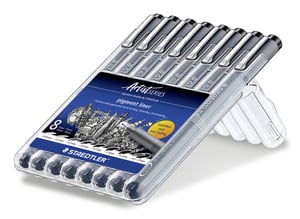 Staedtler Pigment Liner 308 Fineliner Schwarz 8 Stück