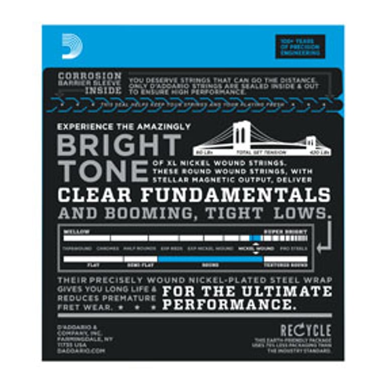 D'Addario EXL165 struna instrumentu muzycznego Bas 4 szt. Stal Gitara