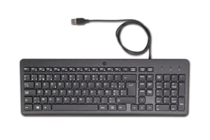 HP 150 Wired Keyboard klawiatura Uniwersalne USB AZERTY Belgijski Czarny