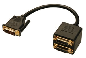 Lindy DVI Splitter Cable kabel DVI 0,18 m DVI-D Czarny