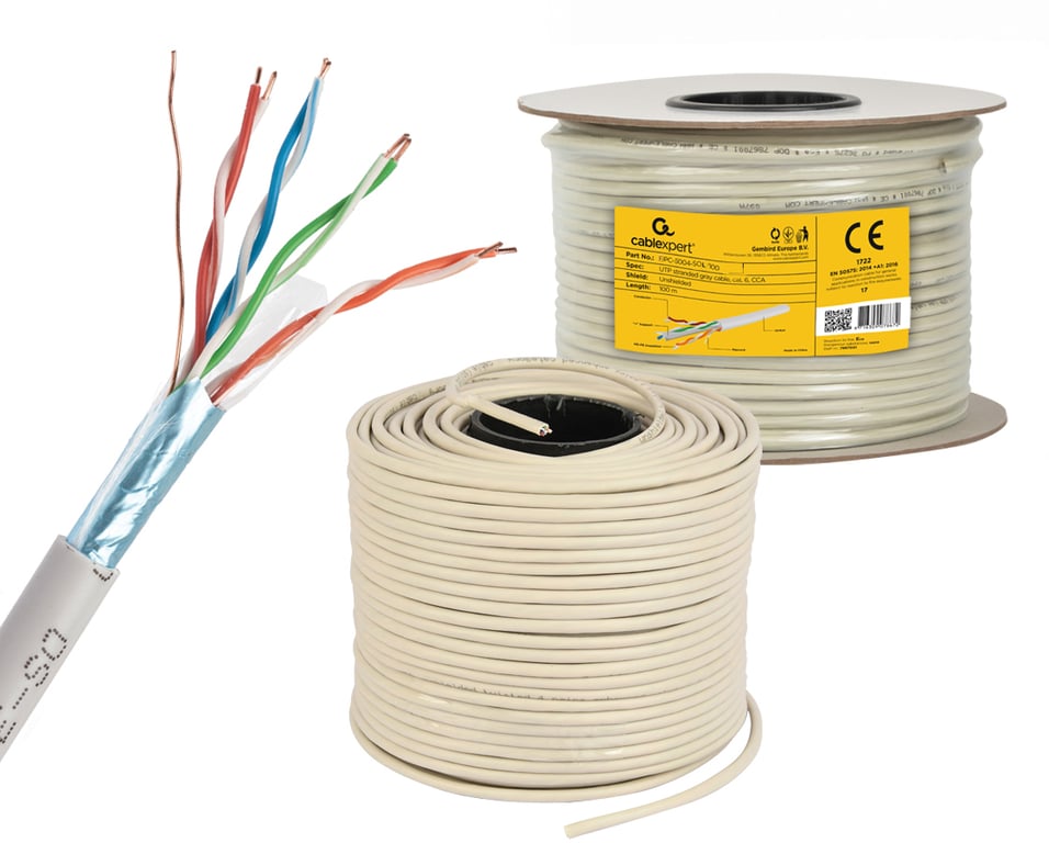 Gembird CAT5e FTP 100m kabel sieciowy Szary F/UTP (FTP)