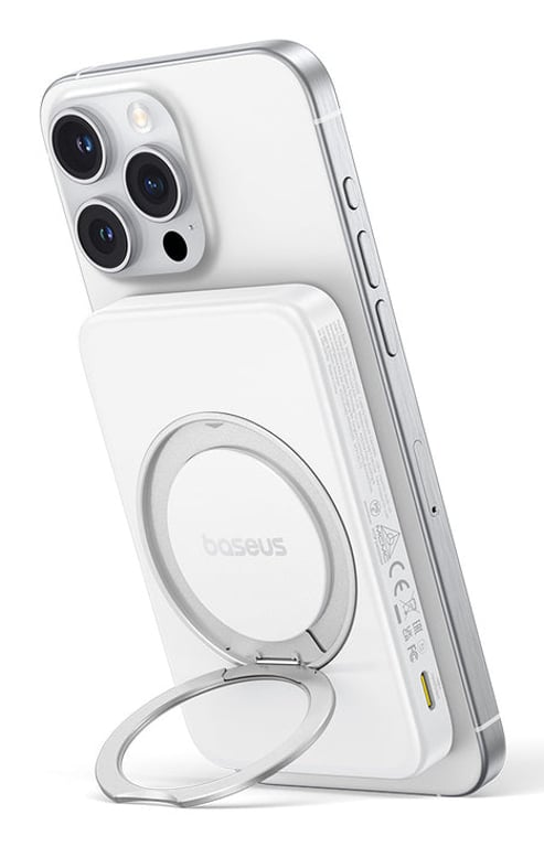 фото Зовнішній акумулятор (павербанк) Baseus PicoGo Qi2 5000mAh Moon White (P10076800213-01)