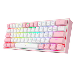 REDRAGON K617-RGB Fizz RGB White/Pink klawiatura USB Różowy, Biały