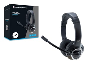 Conceptronic POLONA02B Headphones/Headset, Wired, Headband, Gaming, Black