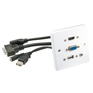 Lindy 60220 HDMI + VGA + USB-A + 3.5mm Power Outlet, White
