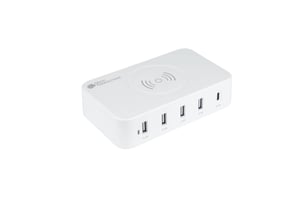 Alcasa PCA-D005W Portable Device Charger, Universal, White, AC, Wireless Charging, Fast Charging, Indoor