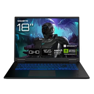 GIGABYTE GAMING A18 3WHK3DEC64SH Notebook/Laptop AMD Ryzen™ 7 260 45,7 cm (18") WQXGA 32 GB DDR5-SDRAM 1 TB SSD NVIDIA GeForce RTX 5070 Wi-Fi 6E (802.11ax) Windows 11 Home Schwarz