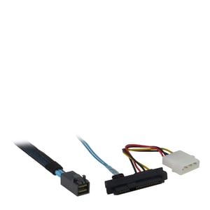 Inter-Tech 0.5m SFF 8643/4xSFF 8482+SATA 0,5 m Czarny, Niebieski