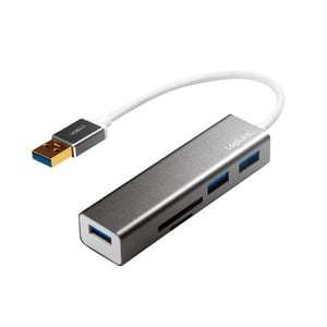 LogiLink UA0306 USB 3.2 Gen 1 (3.1 Gen 1) Type-A Docking Station, Silver, White