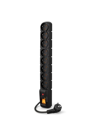 ACAR S8 Czarny 8 x gniazdo sieciowe 230 V 1,5 m