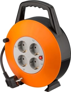 Goobay 71354 15 m Power Strip with 4 Outlets, Indoor, Black, Gray, Orange