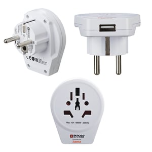Hama World to Europe USB Power Plug Adapter, Universal, White