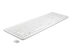 DeLOCK Klawiatura bezprzewodowa USB 2,4 GHz, biała (płaska)