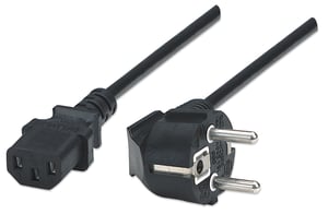 Manhattan 300148 Power Cord, Black, 1.8 m, CEE7/4 C13 Panel