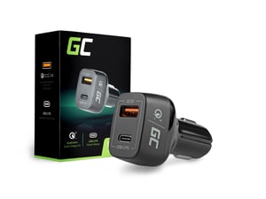 Green Cell CAD33 Portable Device Charger, Universal, Black, Cigarette Lighter, Fast Charging, In-Car