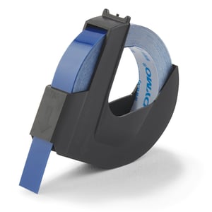 DYMO Original-Prägeband | Rolle 9 mm x 3 m | weißer Aufdruck auf blauem Hintergrund | selbstklebend | für Etikettenprägegeräte | 1 Stück