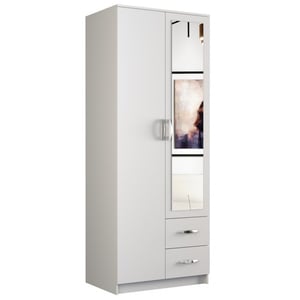 Topeshop ROMANA 80 WHITE L Wardrobe and Closet, 5 shelves, 2 doors. White