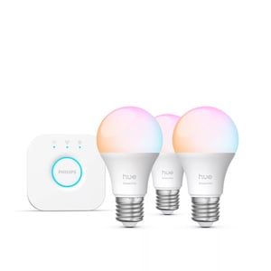 Philips Hue White and color ambiance Podstawowy zestaw startowy: 3 inteligentne żarówki z trzonkami E27 (806 lm)