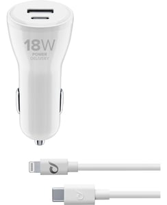 Cellularline CBRIPHKITC2L2PD30W Ladegerät für mobile Geräte, universell, weiß, Zigarettenanzünder, automatisch