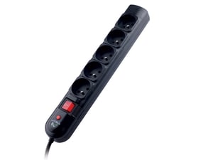 Tracer PowerGuard Black 5-outlet power strip, 1.8 m
