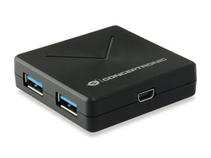 Conceptronic HUBBIES02B USB 3.2 Gen 1 (3.1 Gen 1) Mini-B Hubs and Concentrators, 5000 Mbit/s, Black