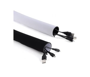 Maclean MCTV-672 Kabelorganisator für Schreibtisch/Wand, Kabelhülse, schwarz, weiß, 1 Stück.