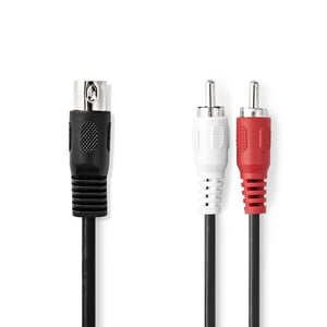 Nedis CAGL20200BK10 1 m audio cable, DIN (5-pin) to 2 x RCA, Black
