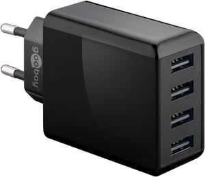 Goobay 44953 Ladegerät für mobile Geräte, universell, schwarz, Wechselstrom, für den Innenbereich