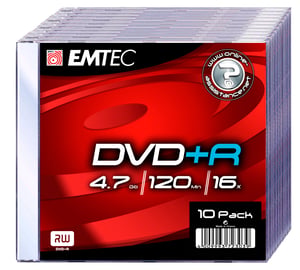 Emtec EKOVPR471016SL 4.7 GB DVD+R discs, 10-pack
