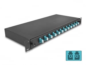 DeLOCK 19″ Fiber Optic Patch Panel, 12 x LC Duplex OM3, 1U, Full Mount