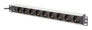 Digitus DN-95437 PDU-Stromverteiler mit 9 Netzanschlüssen, 1U, Schwarz, Silber