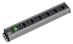 Bachmann 300.011 Stromverteilereinheit (PDU) mit 6 Netzanschlüssen, 2U, Schwarz, Grau